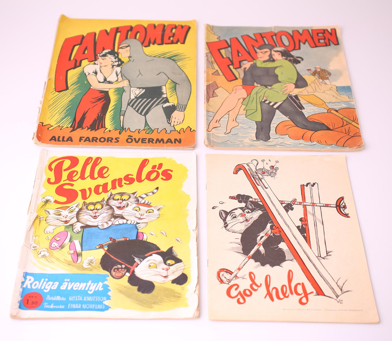 SERIETIDNINGAR, 4 st, Fantomen och Pelle Svanslös.