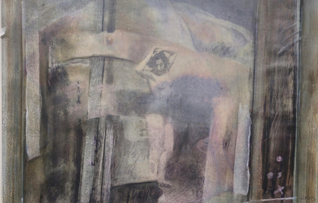 DREAMLIKE PORTRAIT. MIXED MEDIA ON PAPER.