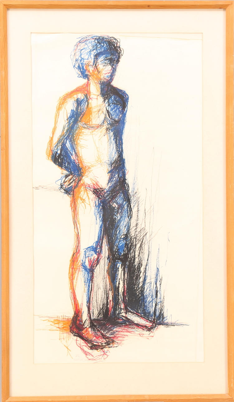 OIDENTIFIERAD KONSTNÄR. TAVLA, pastell på papper, signerad -72, naken man.