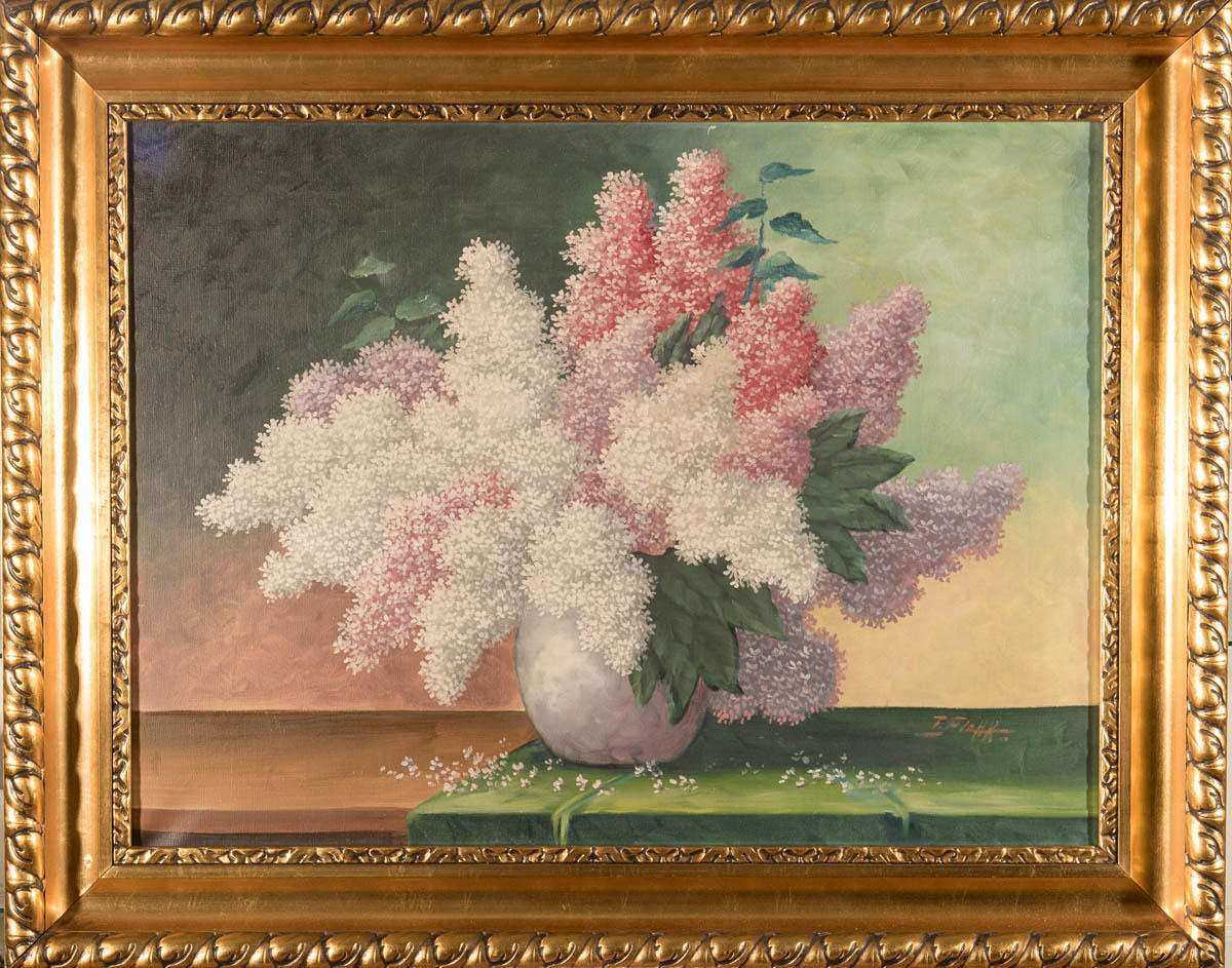 UNBEKANNTER KÜNSTLER. Stilleben med syrener.