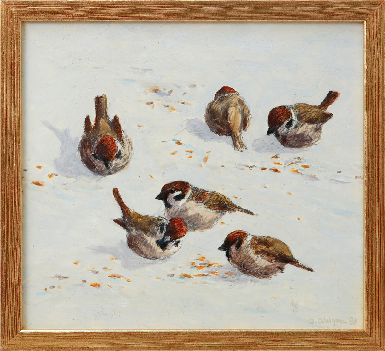 JOHN AHLGREN. “Arrofinks”, mixed media on panel, signed and dated -80.