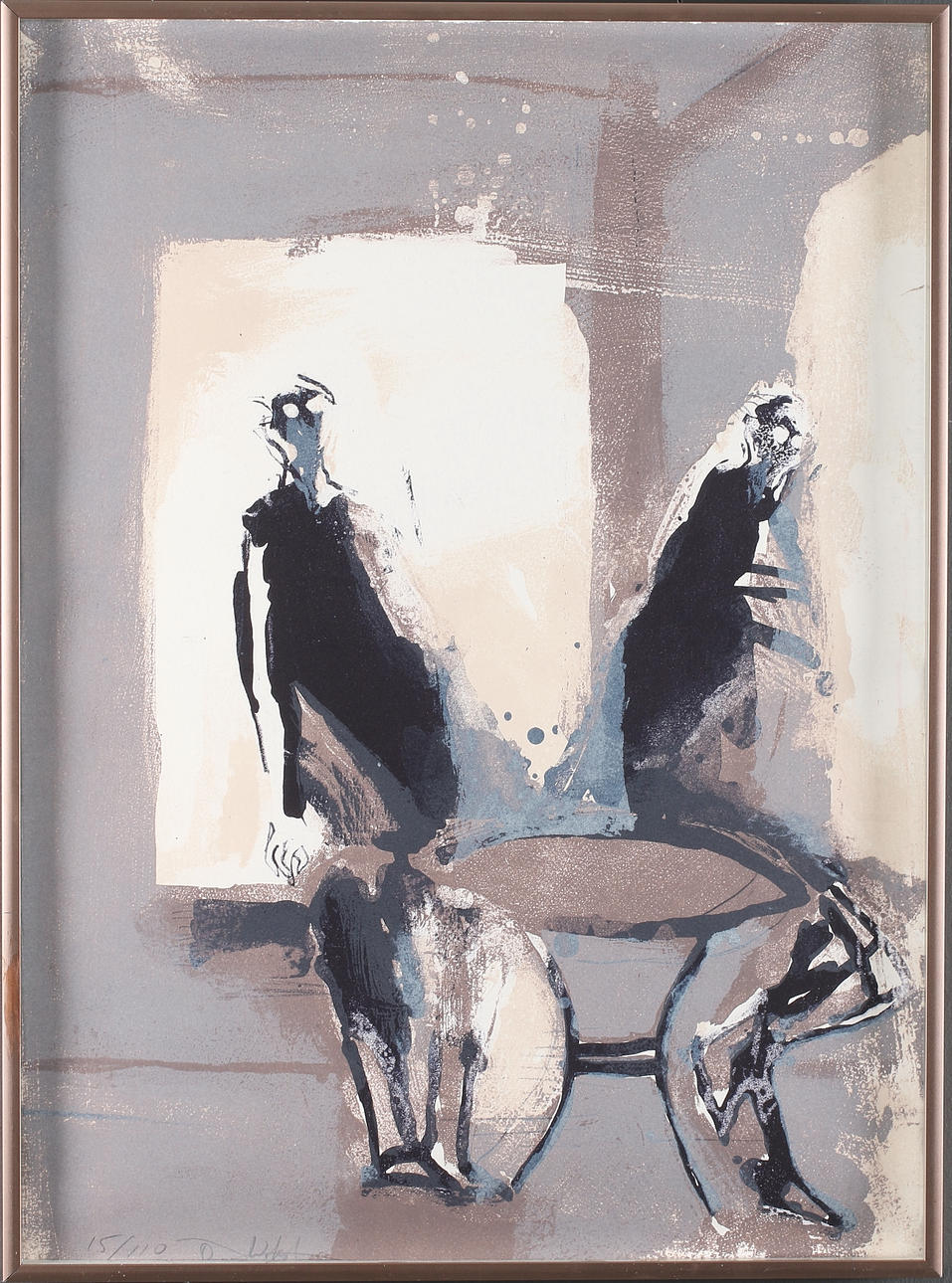 ÖRJAN VIKSTRÖM. Gestalter i motljus, färglitografi, numrerad 15/110 och signerad.