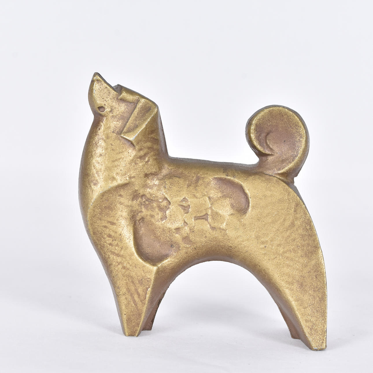 SAEGUSA SOTARO. sculpture, gilded aluminum, standing dog. Art