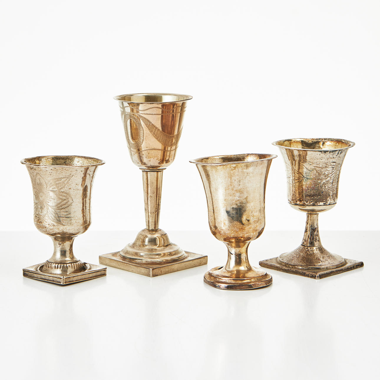 BÄGARE, 4 st, silver. 18/1900-tal.