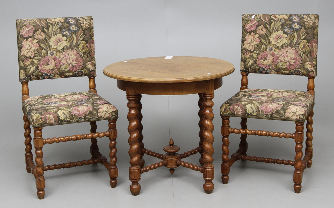 SITTGRUPP, ek, 3 delar, barockstil, 1900-talets första hälft.