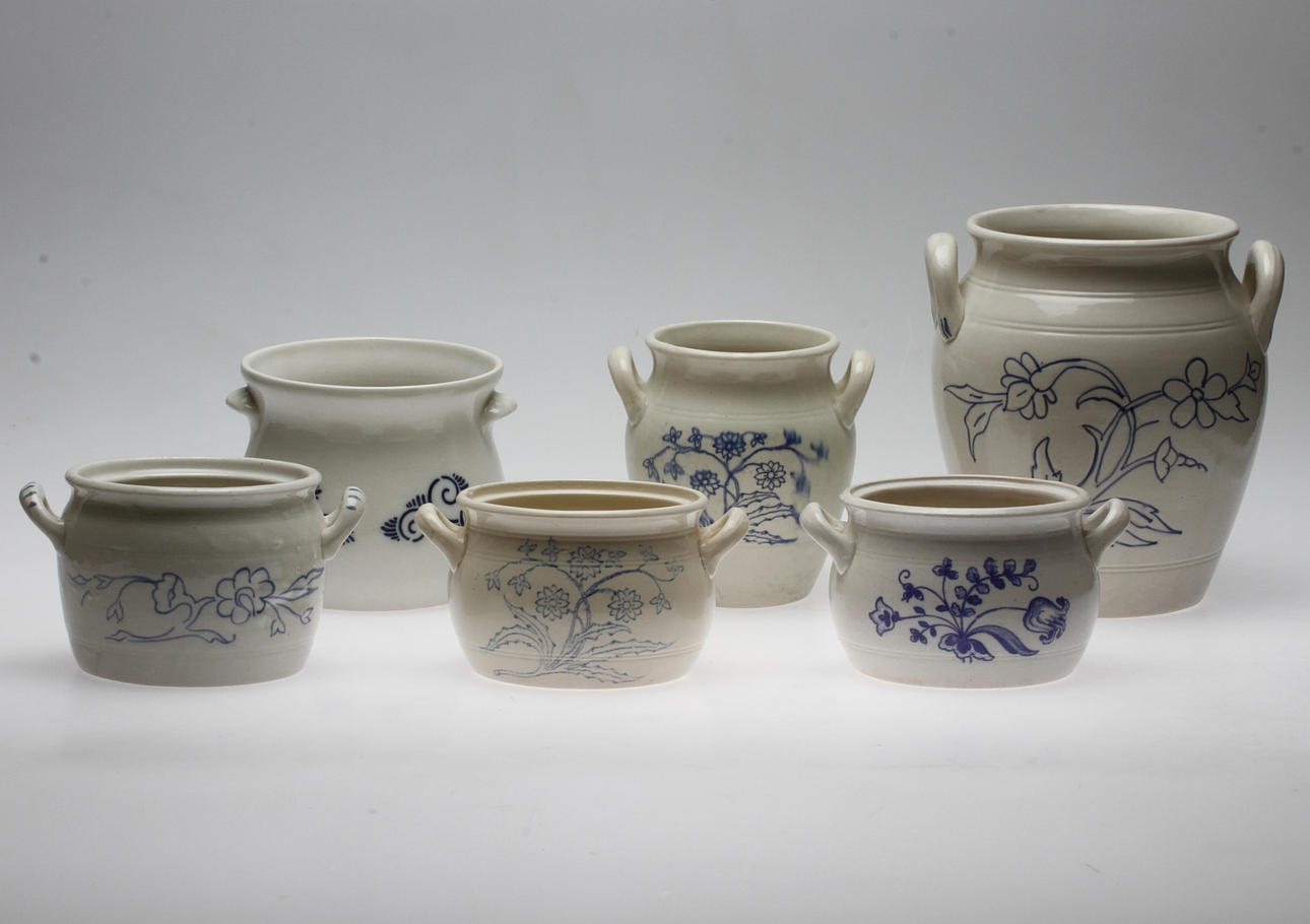 KRUKOR, 6 st, keramik, Gustavsberg och Göteborg.