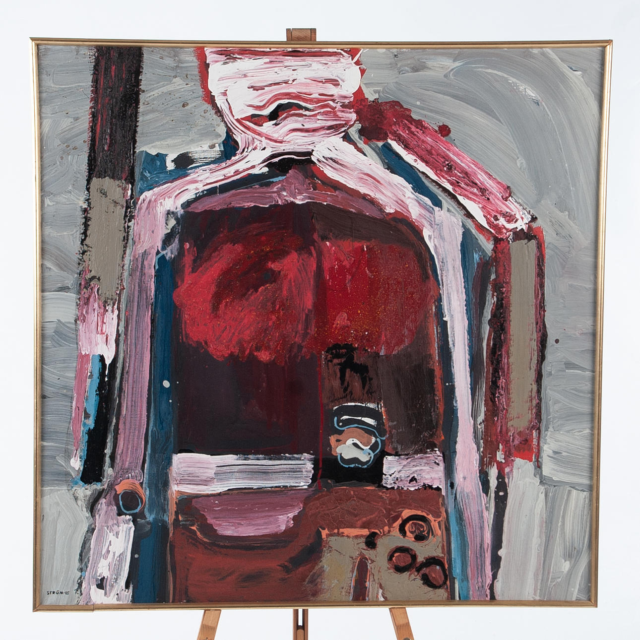 LARS-ERIK STRÖM. Oil on canvas Abstract—figurative composition.