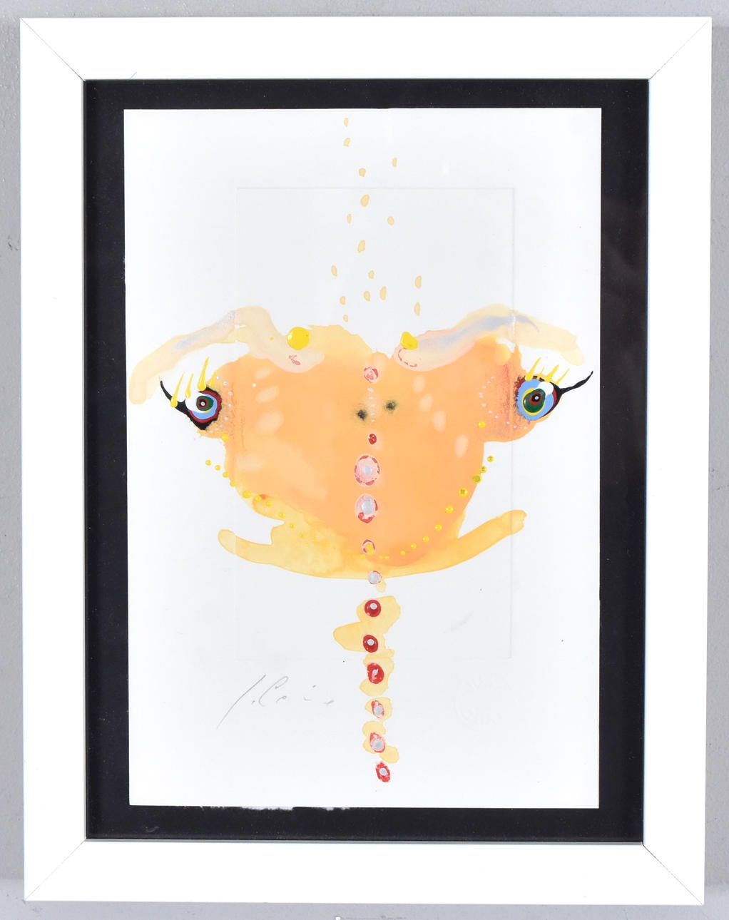 JUAN CANO. mixed media on paper, composition with face.
