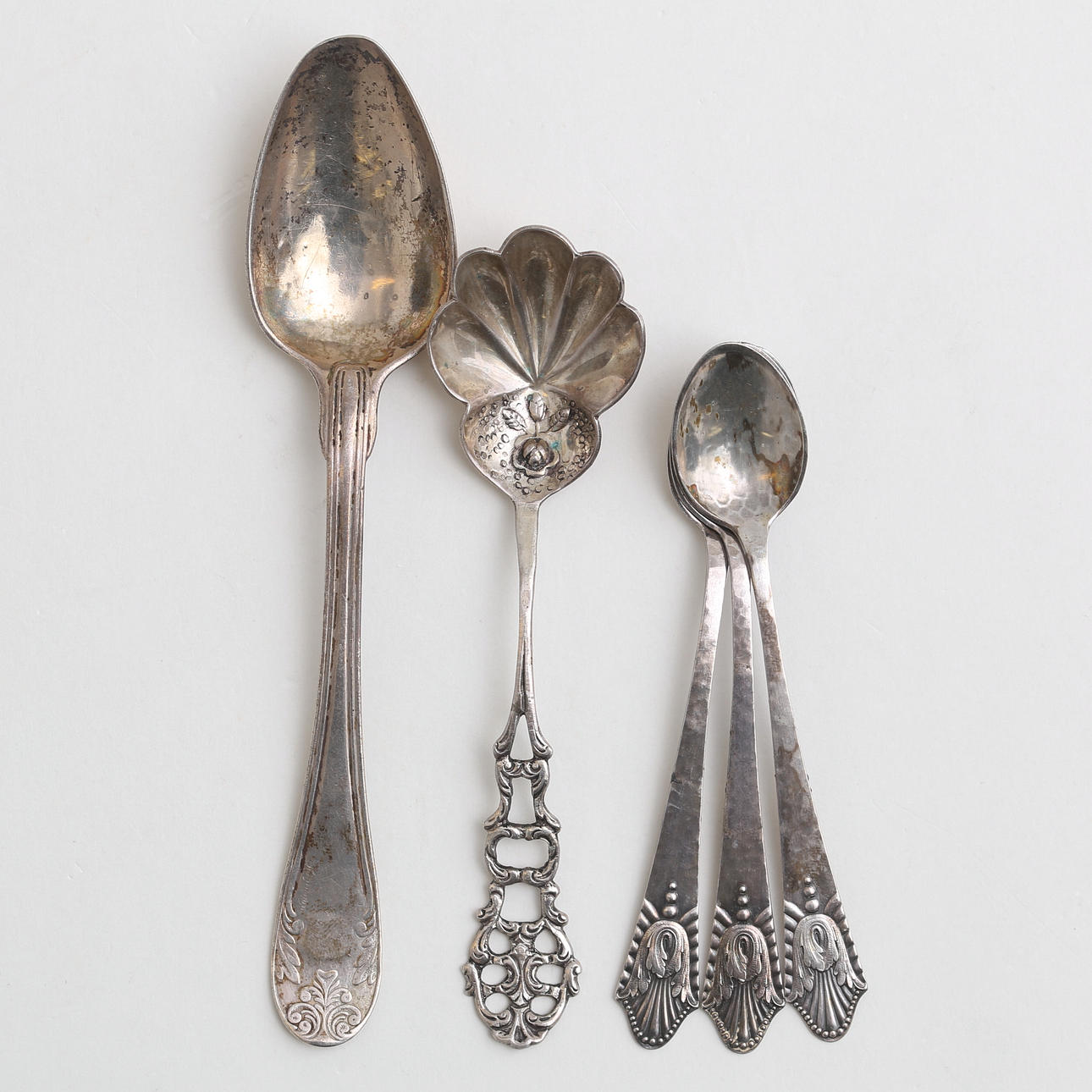 SPOONS, 5 pcs, silver, 54 grams.