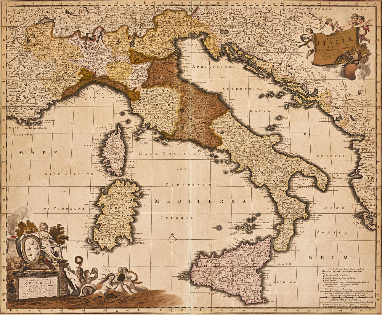 VISSCHER, Totius Italiæ Tabula, ca 1680.