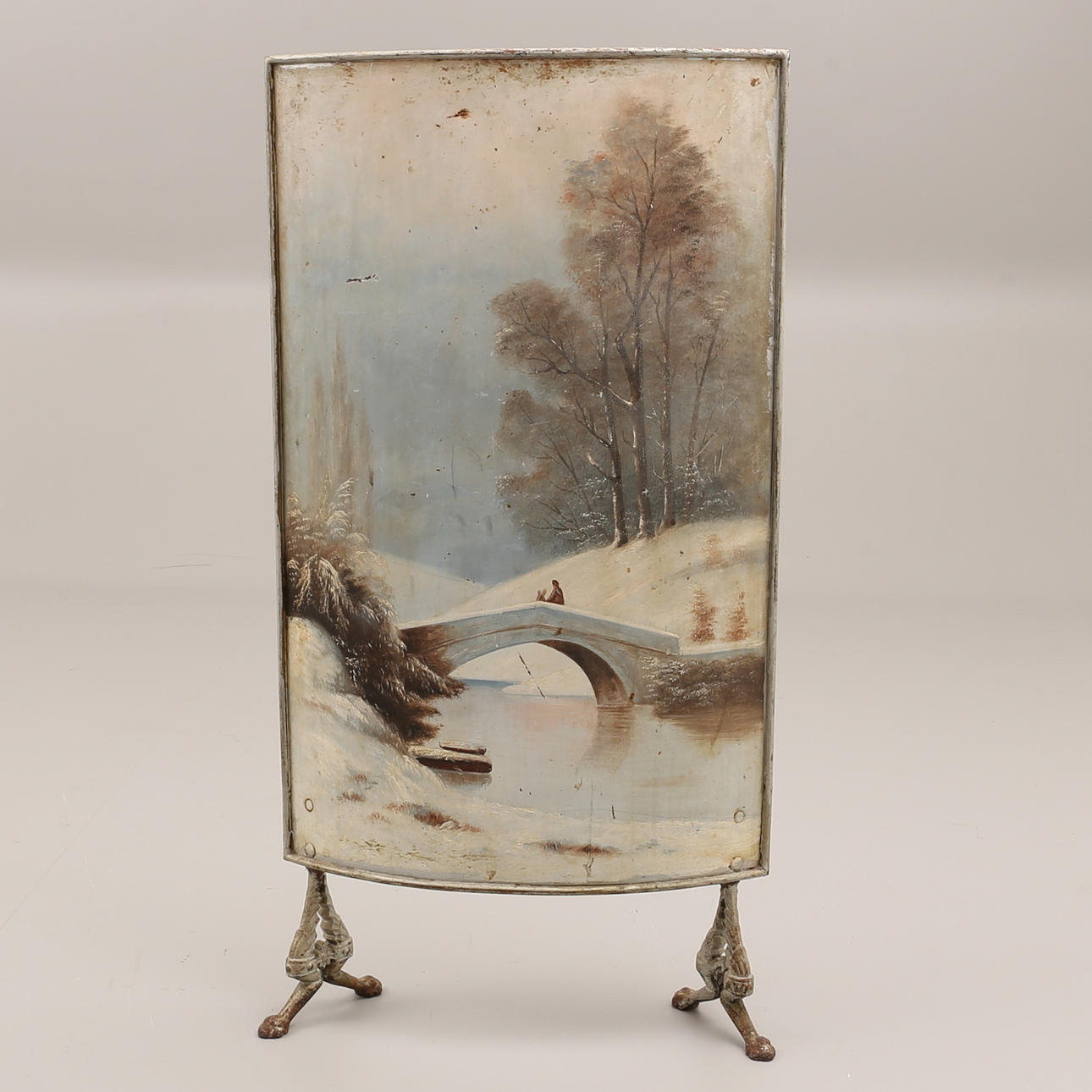 BRASSKÄRM, bemålat metall, tidigt 1900-tal.