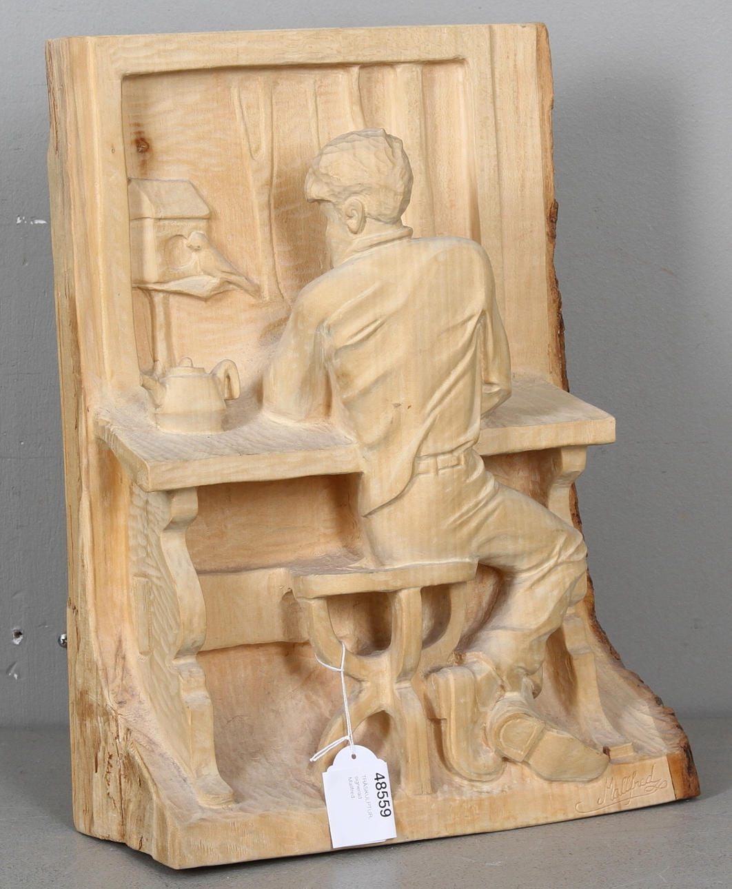 TRÄSKULPTUR, signerad Mallfred.