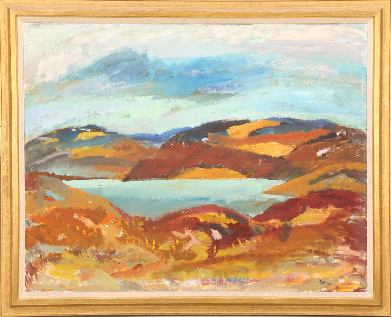 KJELL ROSÉN. TAVLA, olja duk, signera och daterad Rosén -67, fjällsjö.