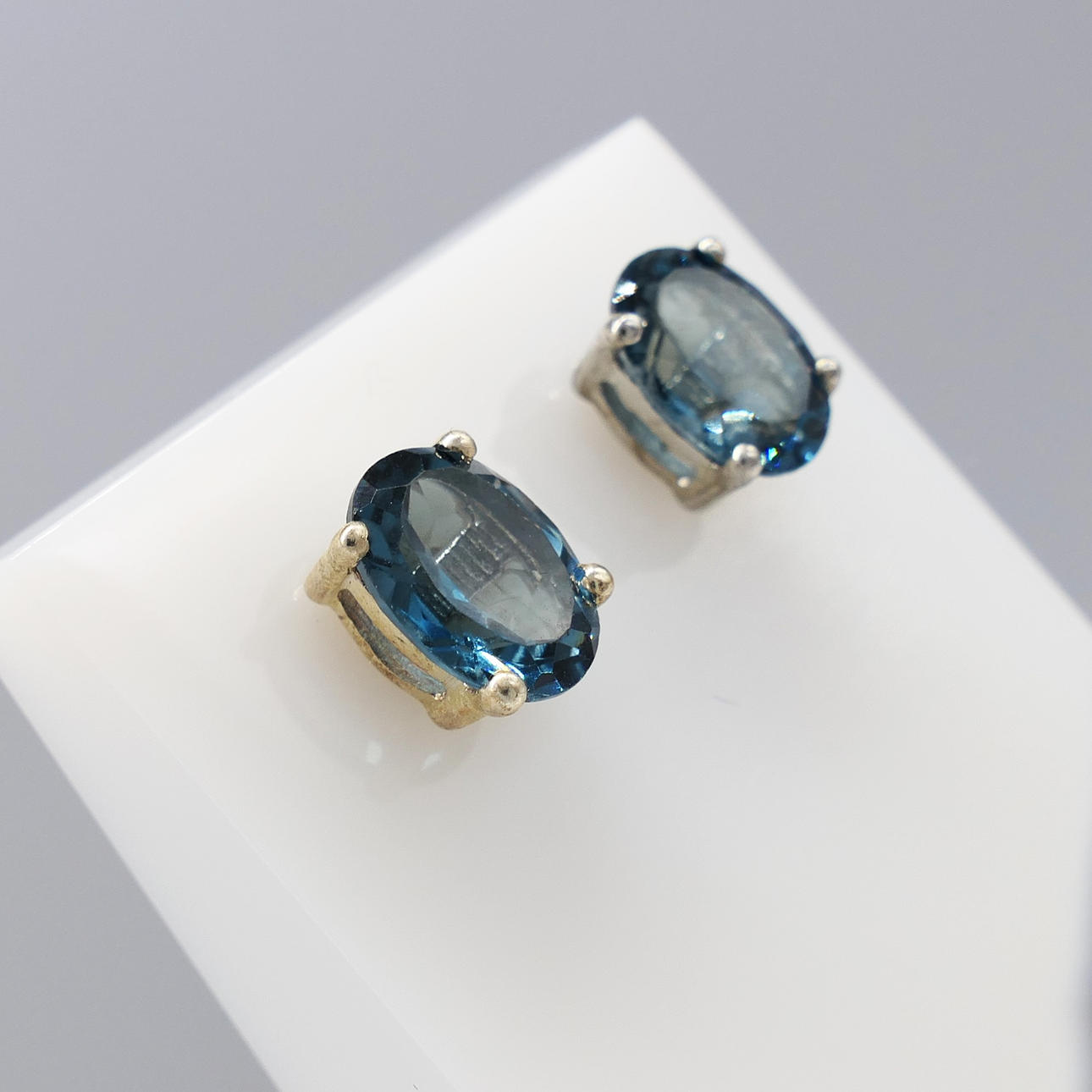 NATURAL LONDON BLUE TOPAZ studs.