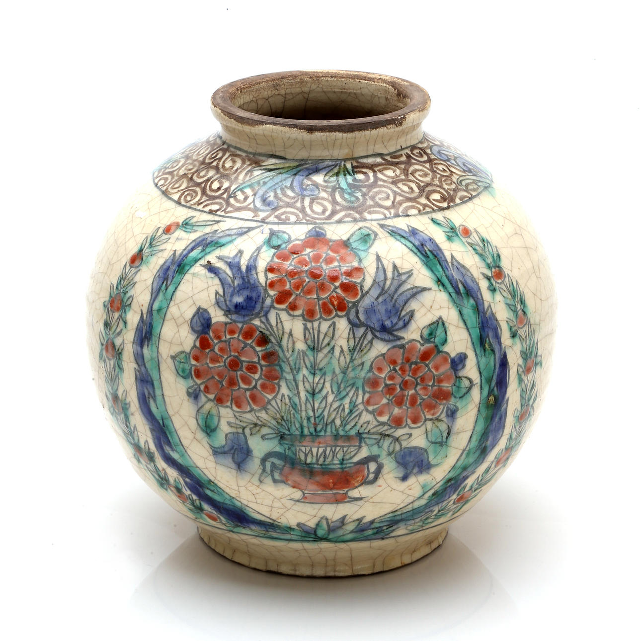 Turkish Iznik-like earthenware vase, 20th Century.