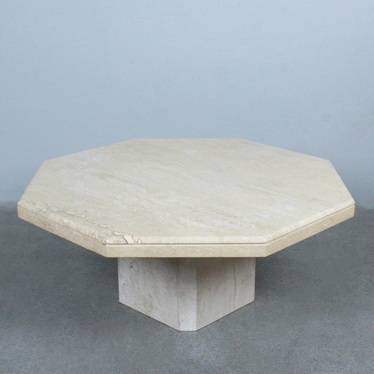 Octagonal coffee table/Coffee table made of travertine, 1970s.