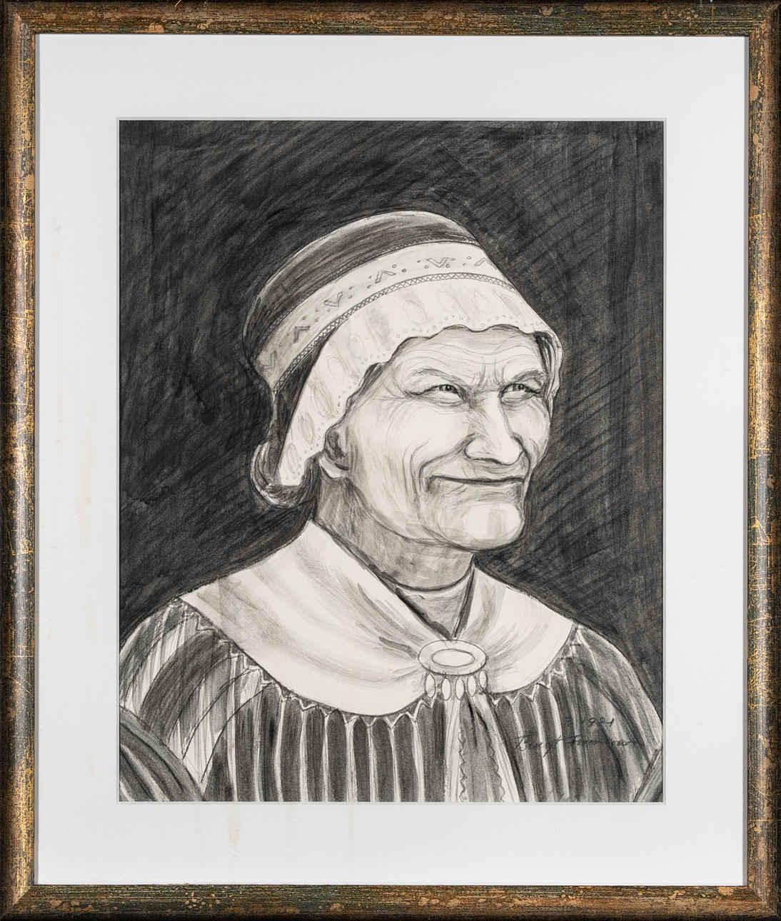 BENGT FRANSSON. Carbon drawing on paper, portrait, signed and dated 1981.