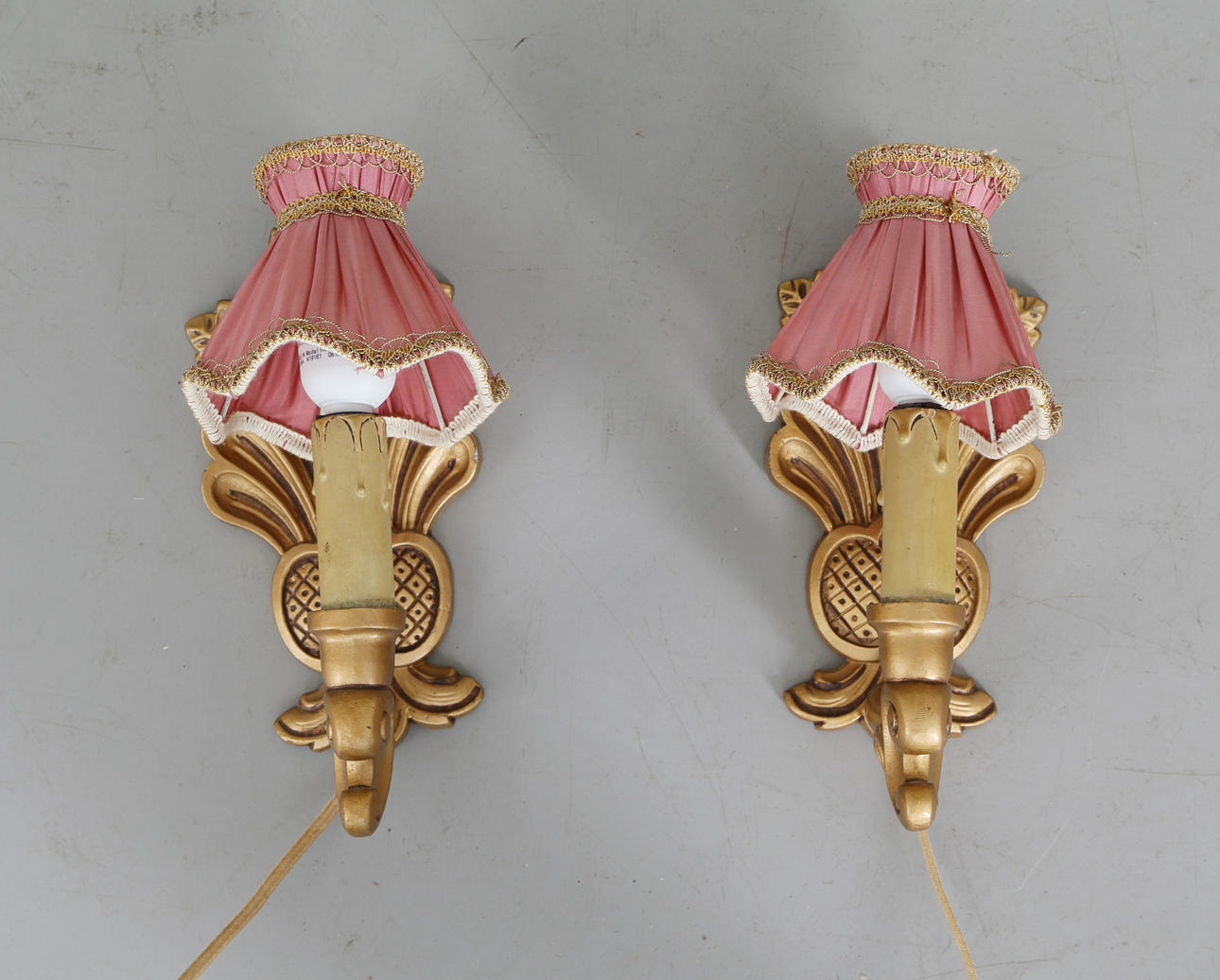 VÄGGLAMPETTER, 1 par, metall, 1900-tal.