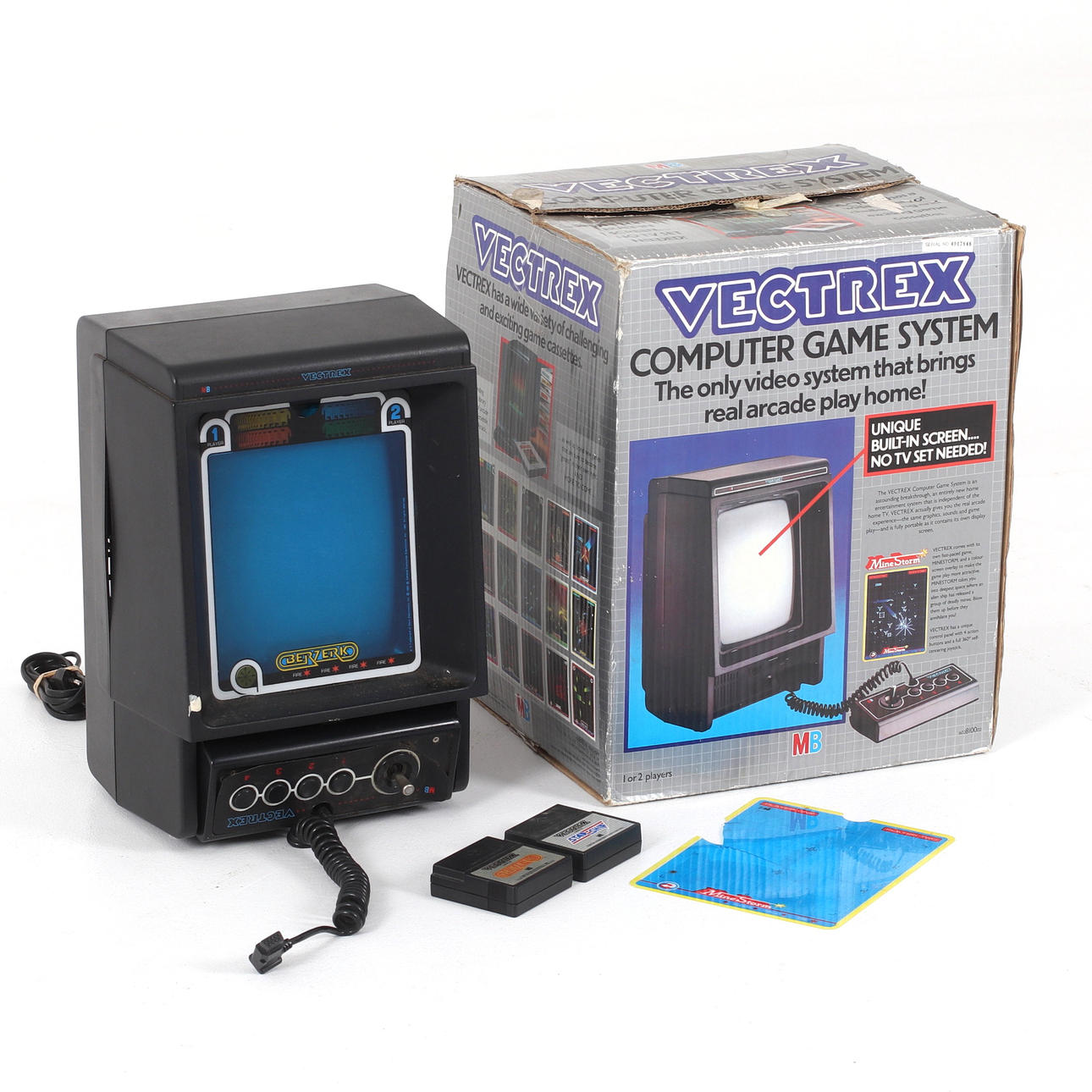 VECTREX, game console, with 2 games. 1980s.