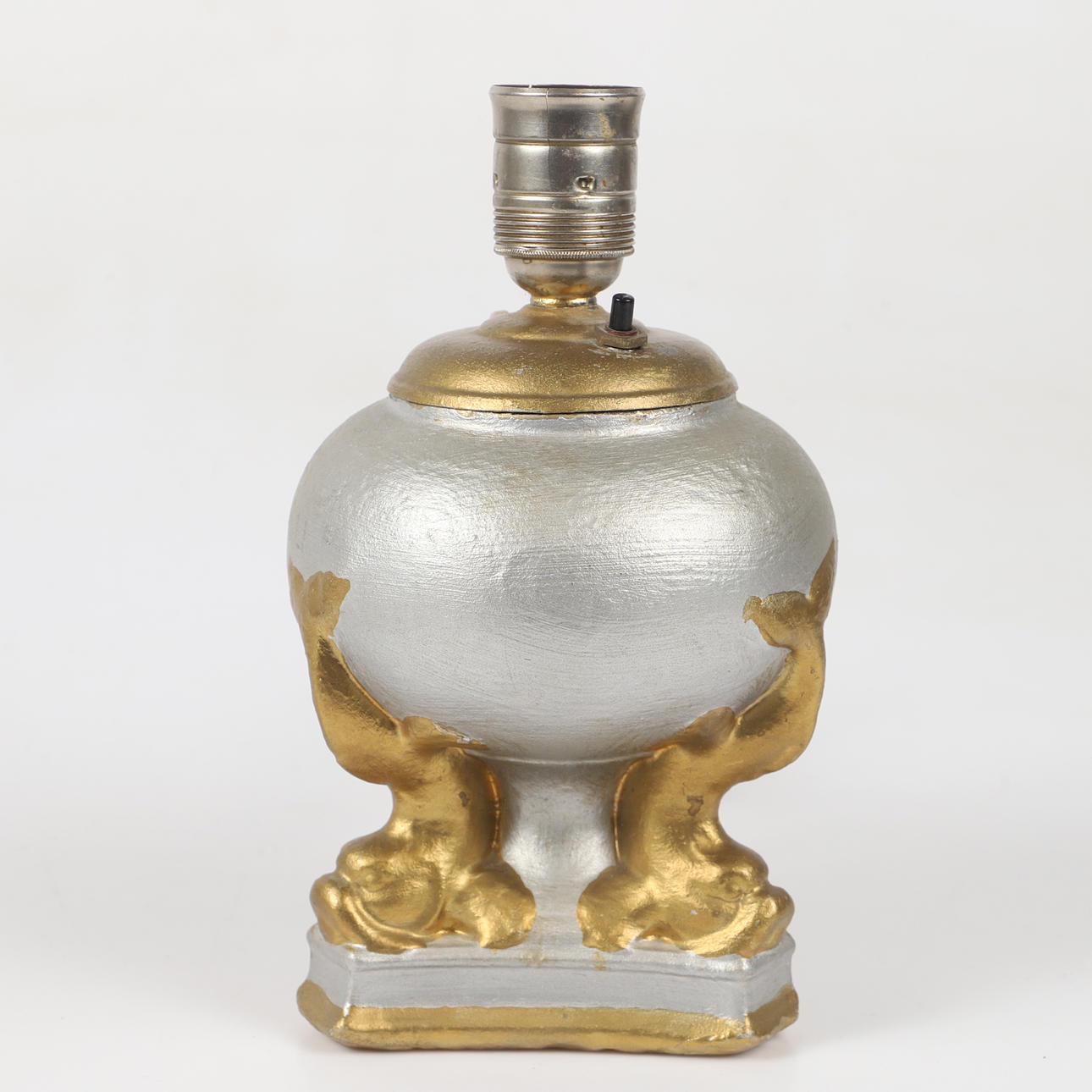 TABLE LAMP, bronzed and silvered, empire style.