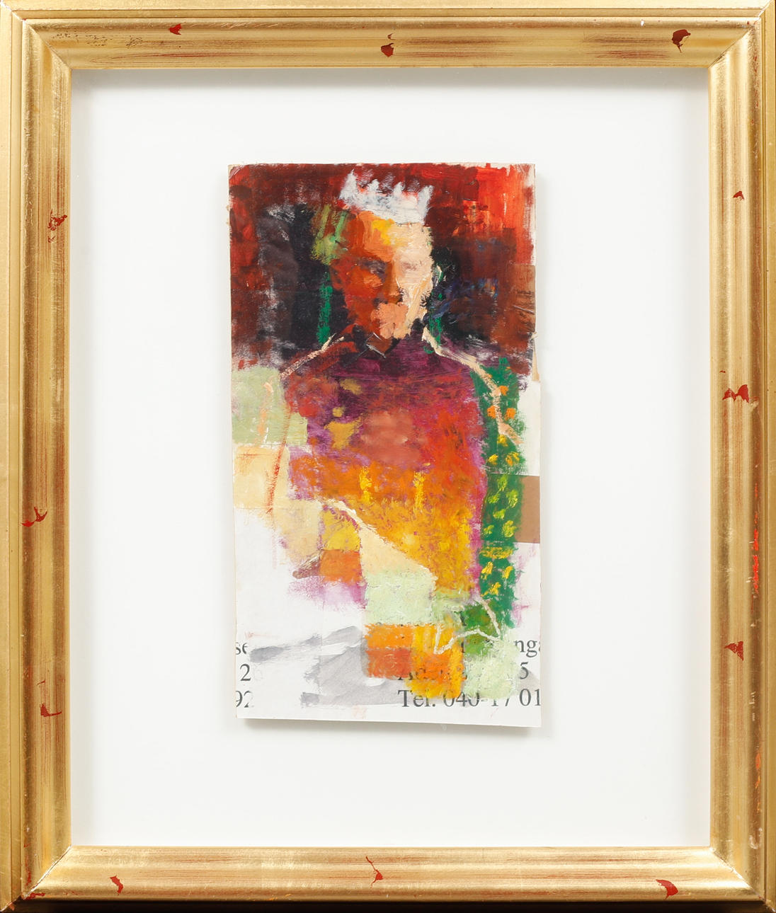 OIDENTIFIERAD KONSTNÄR. Figure composition, mixed media on cardboard ...