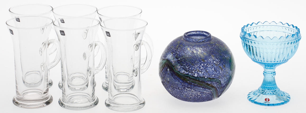 GLASFÖREMÅL, 8 delar, Arabia, Iittala samt Vobruba.