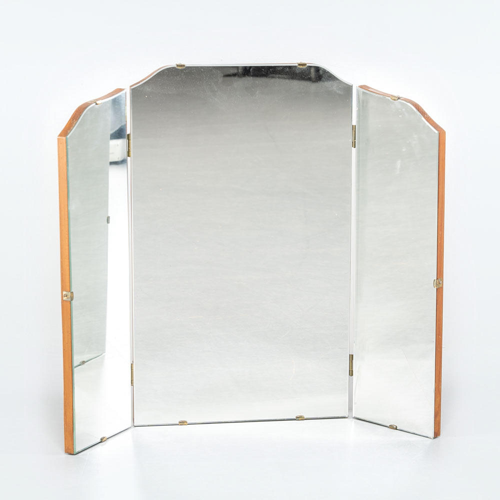 A folding teak mirror, circa 1940's.