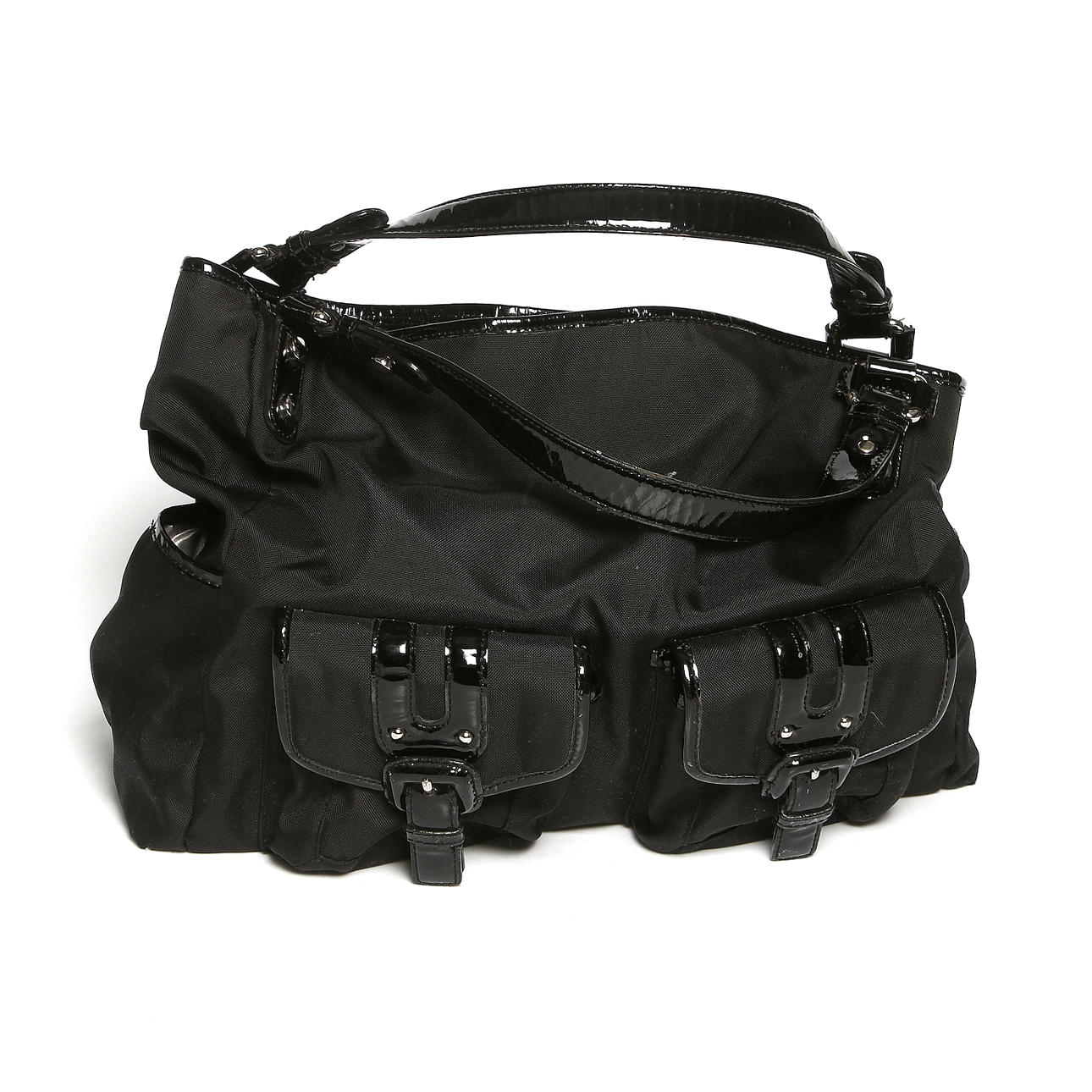 KENNETH COLE. Väska, nylon och lack, svart, 2000-tal.