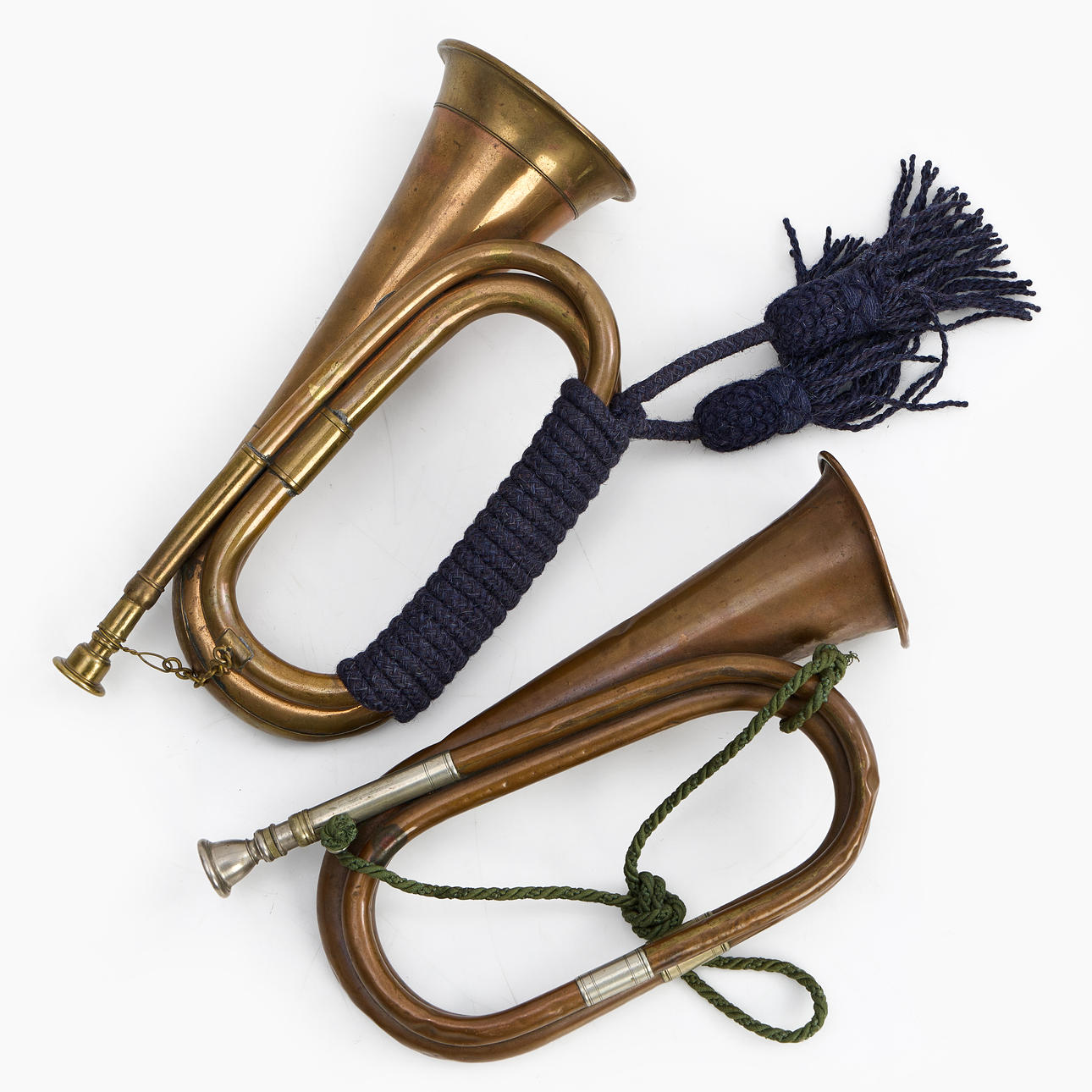 TWO HORNS, copper and brass, provisioned: Court trumpeter Per-Anders (X ...