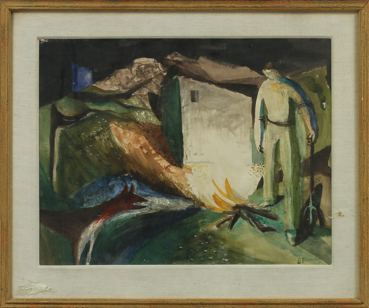 GÖSTA EHRENBERG. Gouache på papper, signerad.