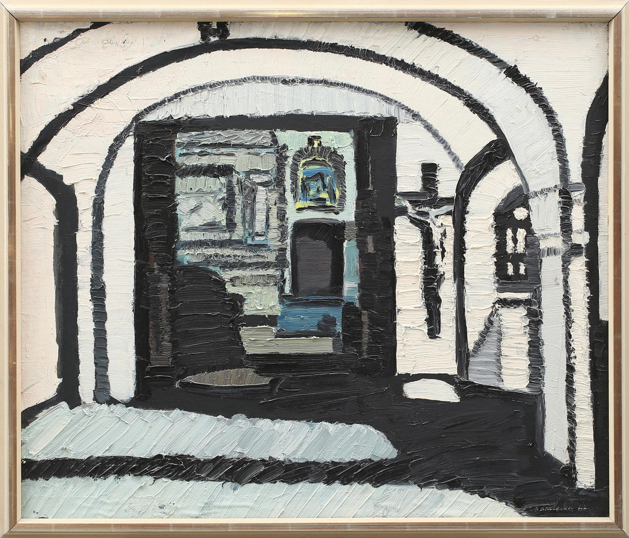 BARBARA HOUWALT-KOSTECKA. Interiör, olja på duk, signerad B Kostecka och daterad -68.