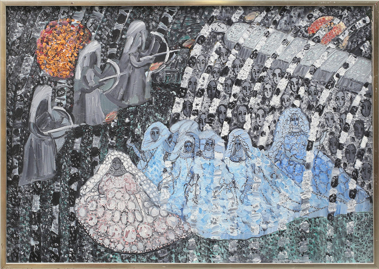 BARBARA HOUWALT-KOSTECKA. "Tuczniczki", olja på duk, signerad B Kostecka.