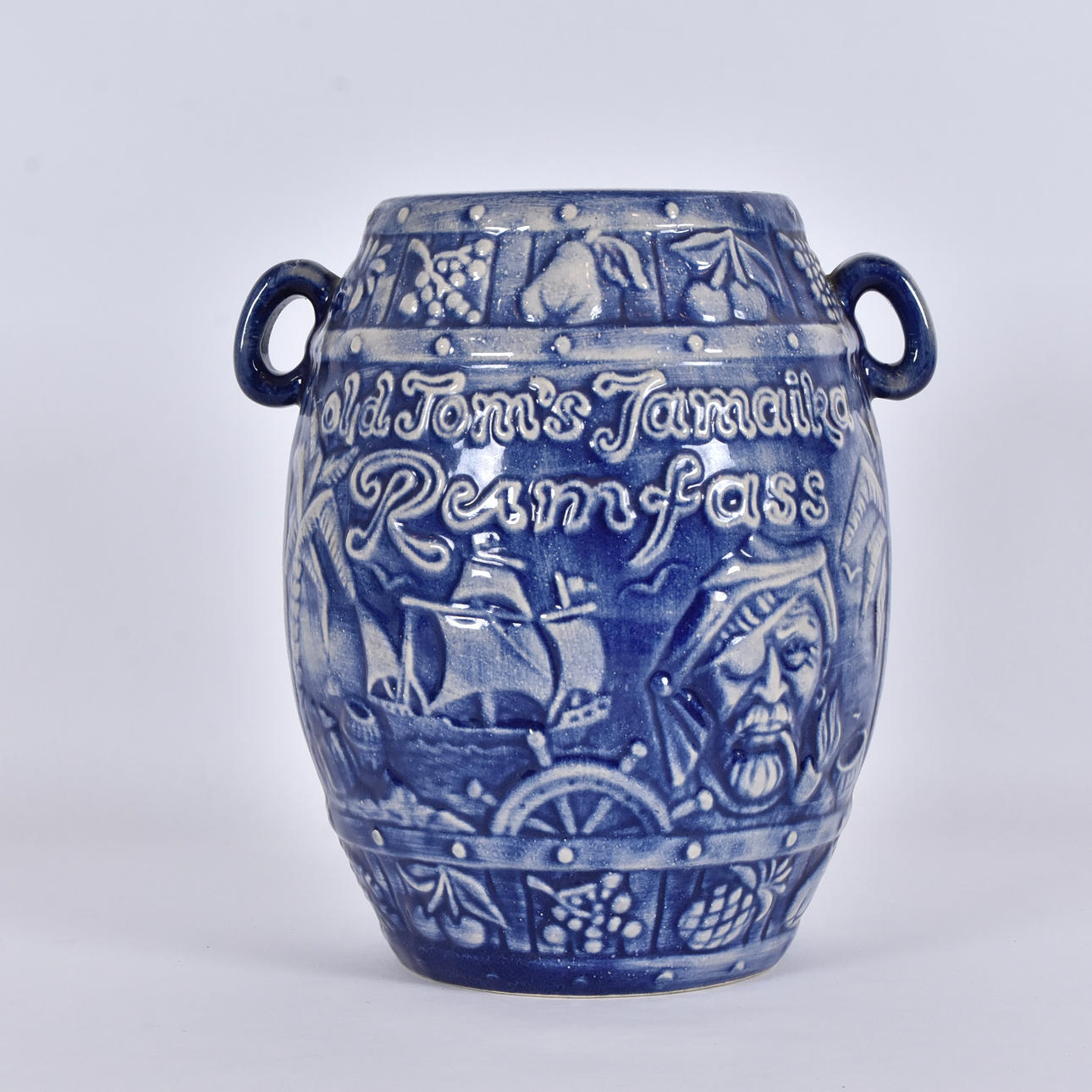 A glazed ceramic drum barrel, West Germany, 1950s-60s.