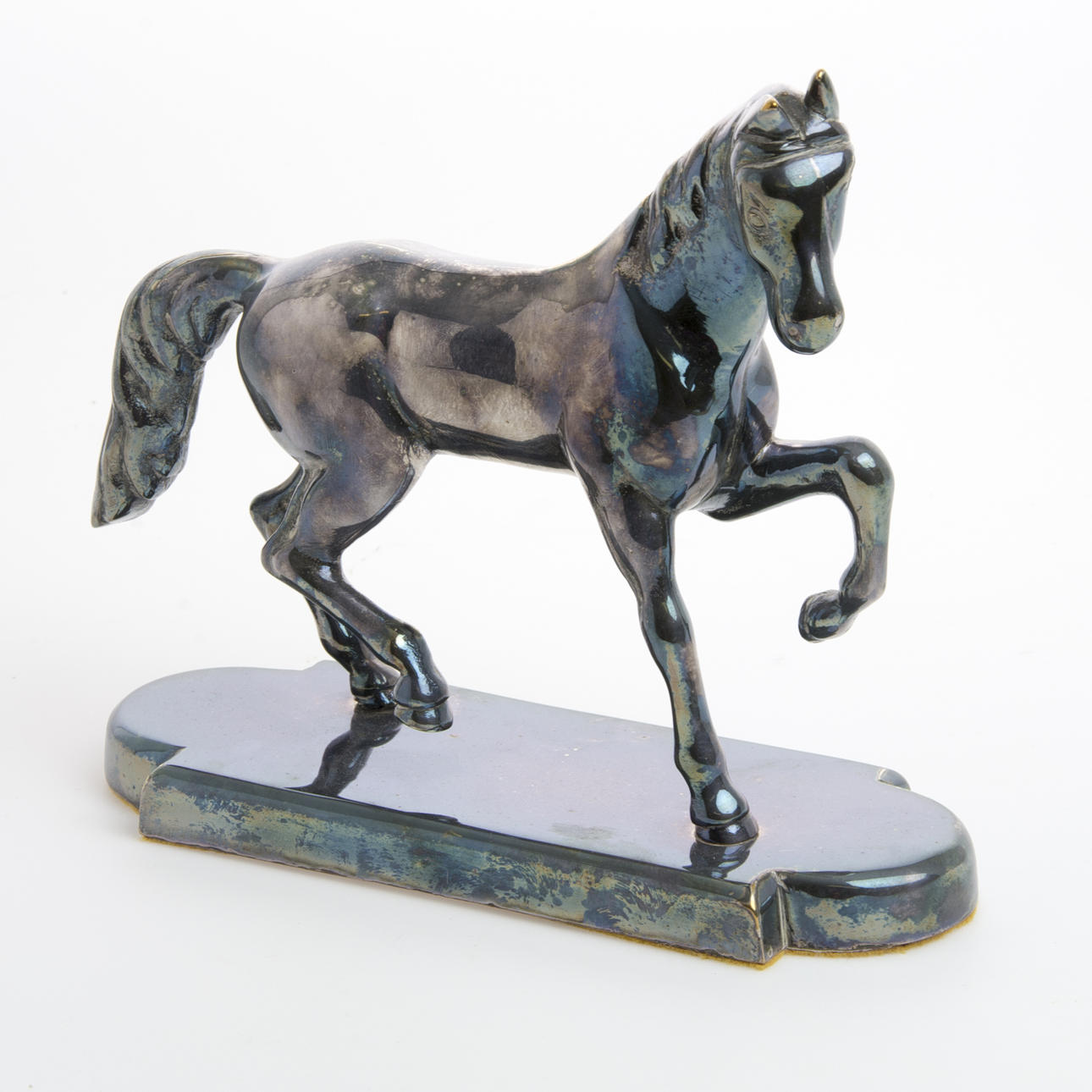 SKULPTUR, häst, nysilver.