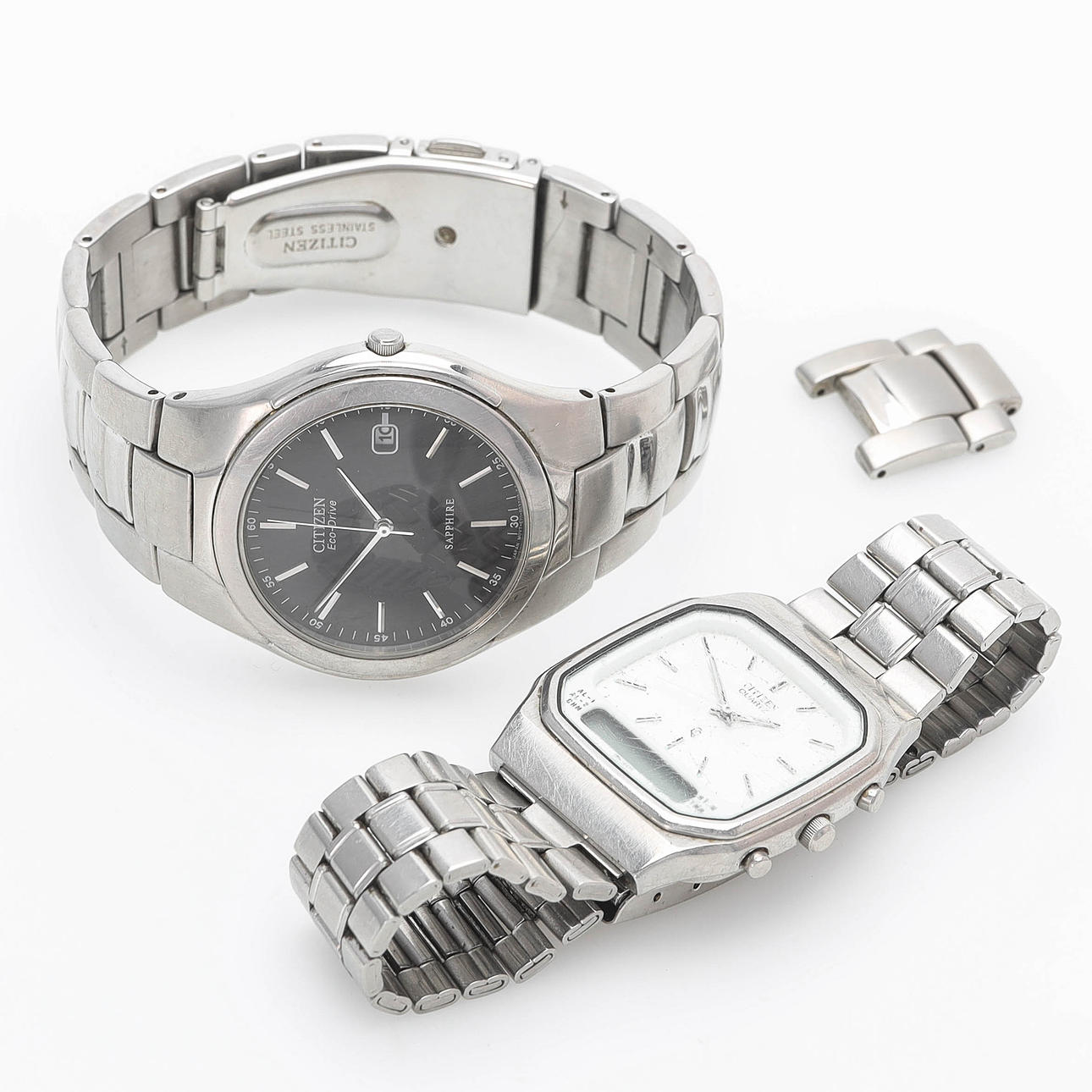CITIZEN, 2pcs, quartz, steel, Eco-Drive.