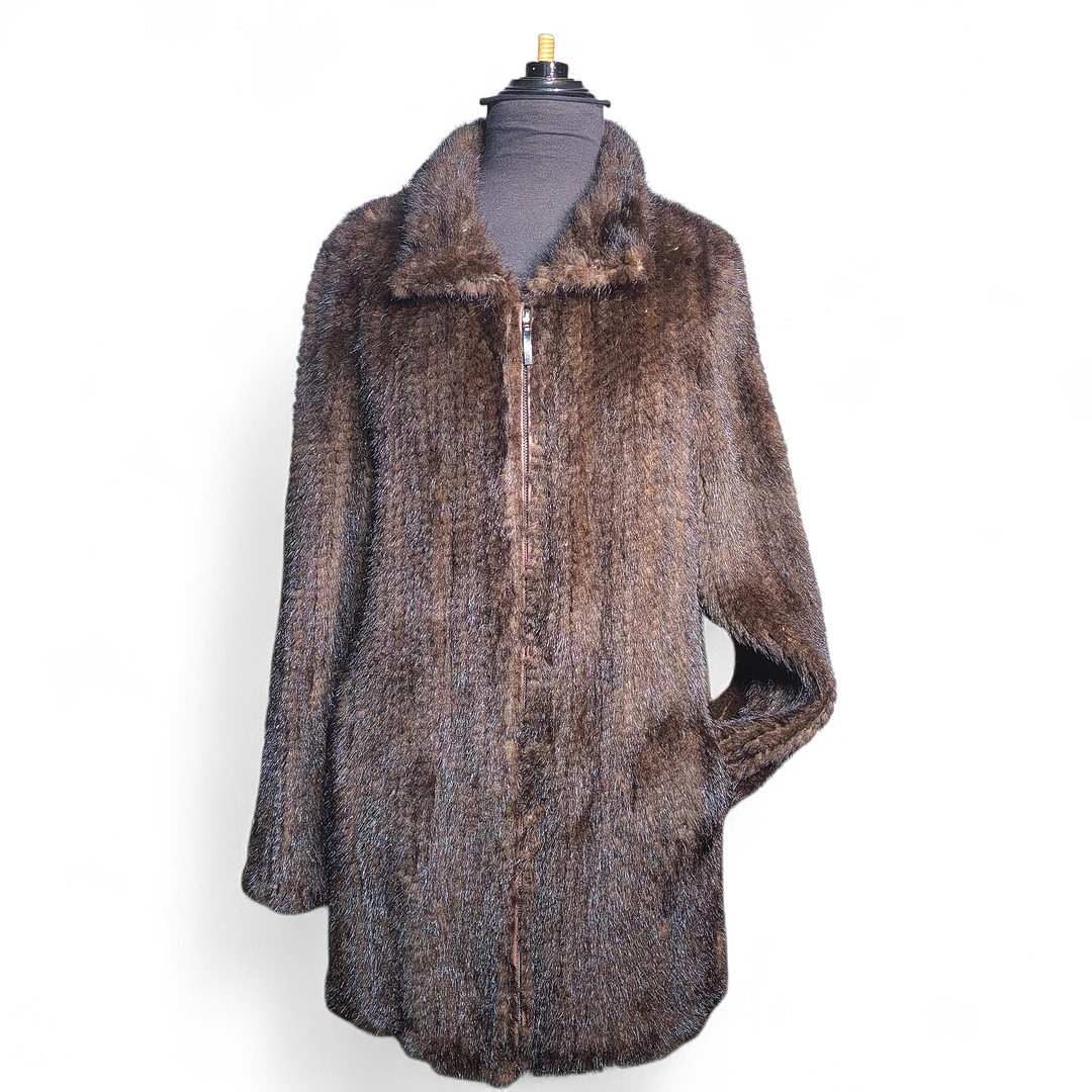Knitted brown mink jacket. Brand new.