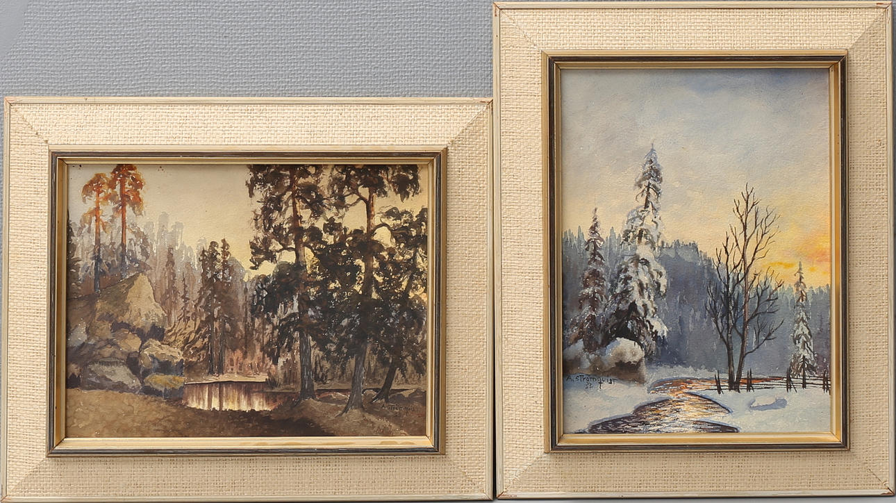 ARVID STRÖMQVIST. Landskap. Akvareller, 2 st, signerade och daterade 33.