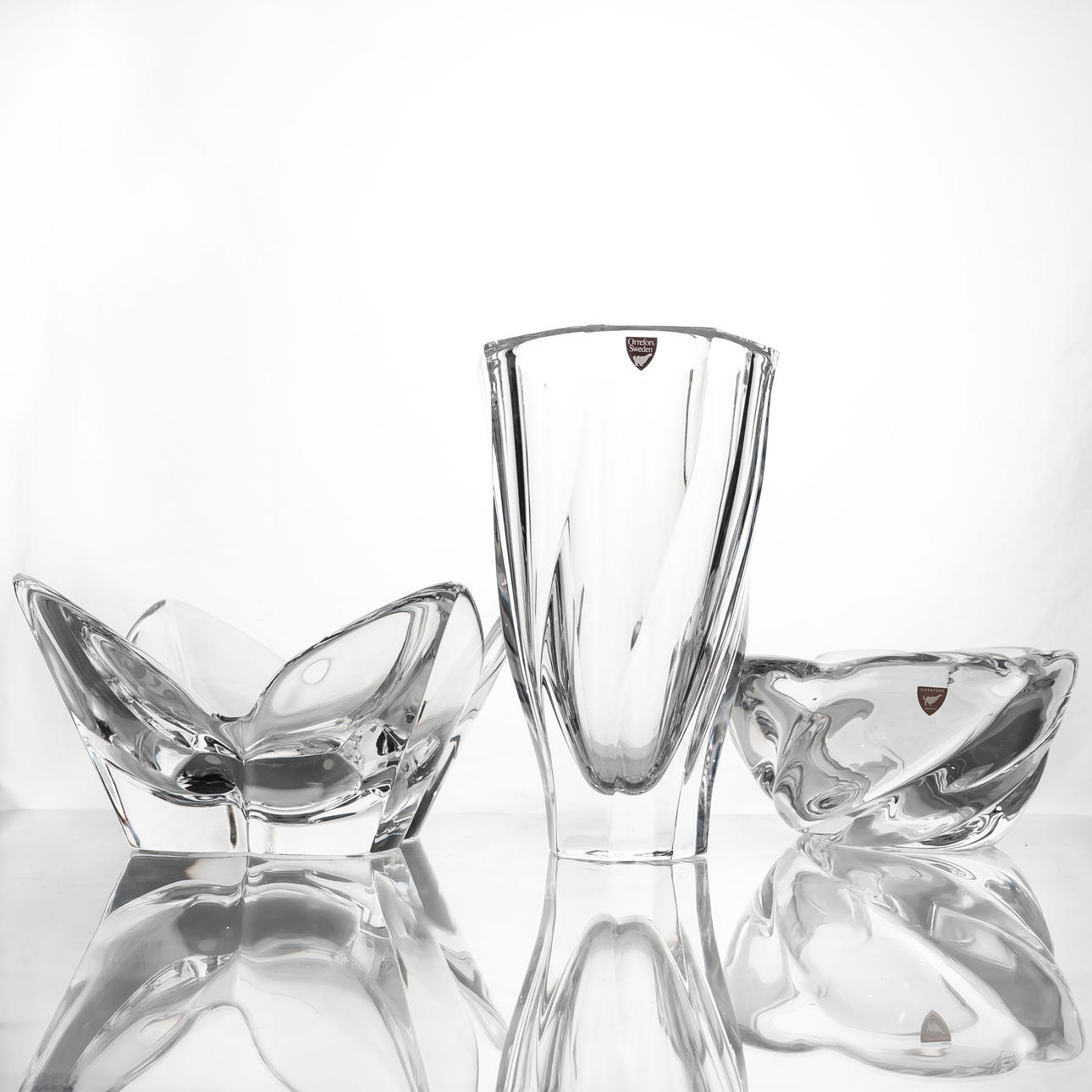 BOWLS, Crystal, Orrefors, 3pcs.