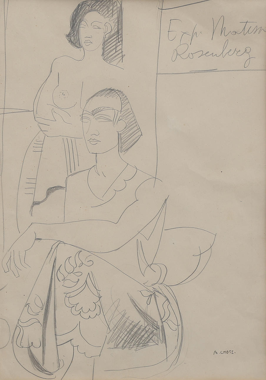 ANDRÉ LHOTE 1885-1962. GRAPHITE ON PAPER, FIGURAL COMPOSITION, SIGNED IN INK, PROBABLY 1920/30S.
