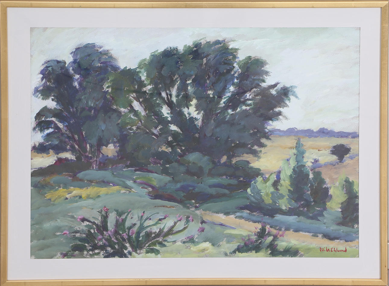 NILS EKLUND. "Pilar", Stenåsa, blandteknik, signerad.