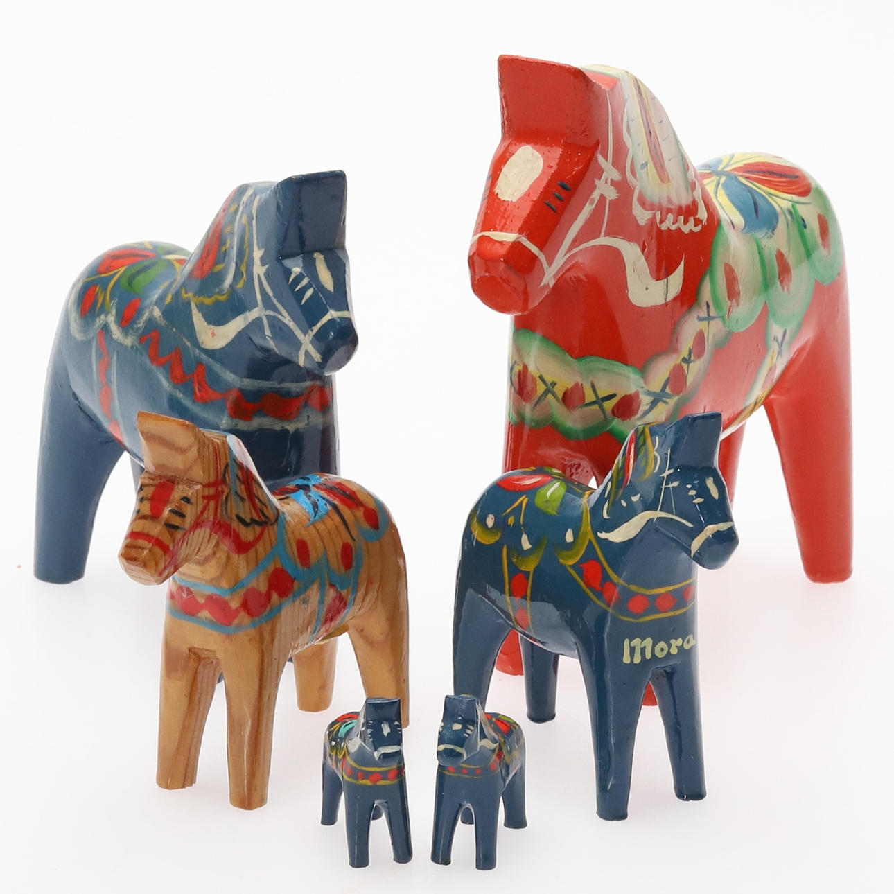 DALA HORSES, malet træ, 6 stk.