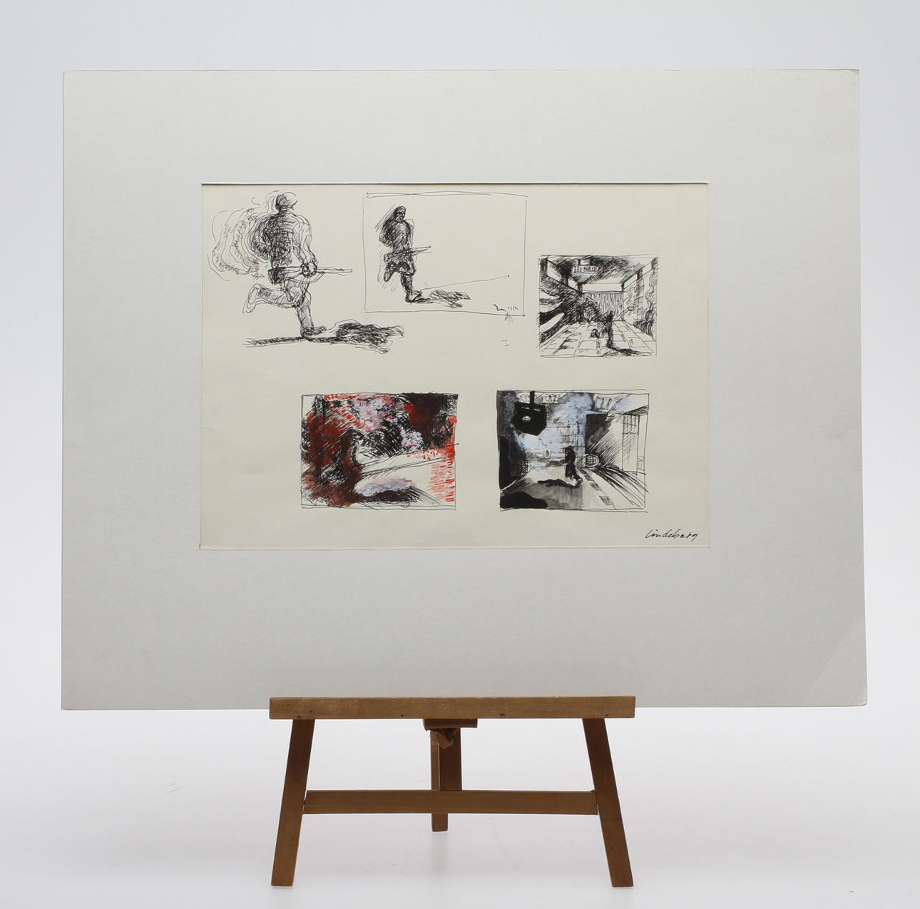 LARS LINDEBERG. Studier, blandteknik, signerad.