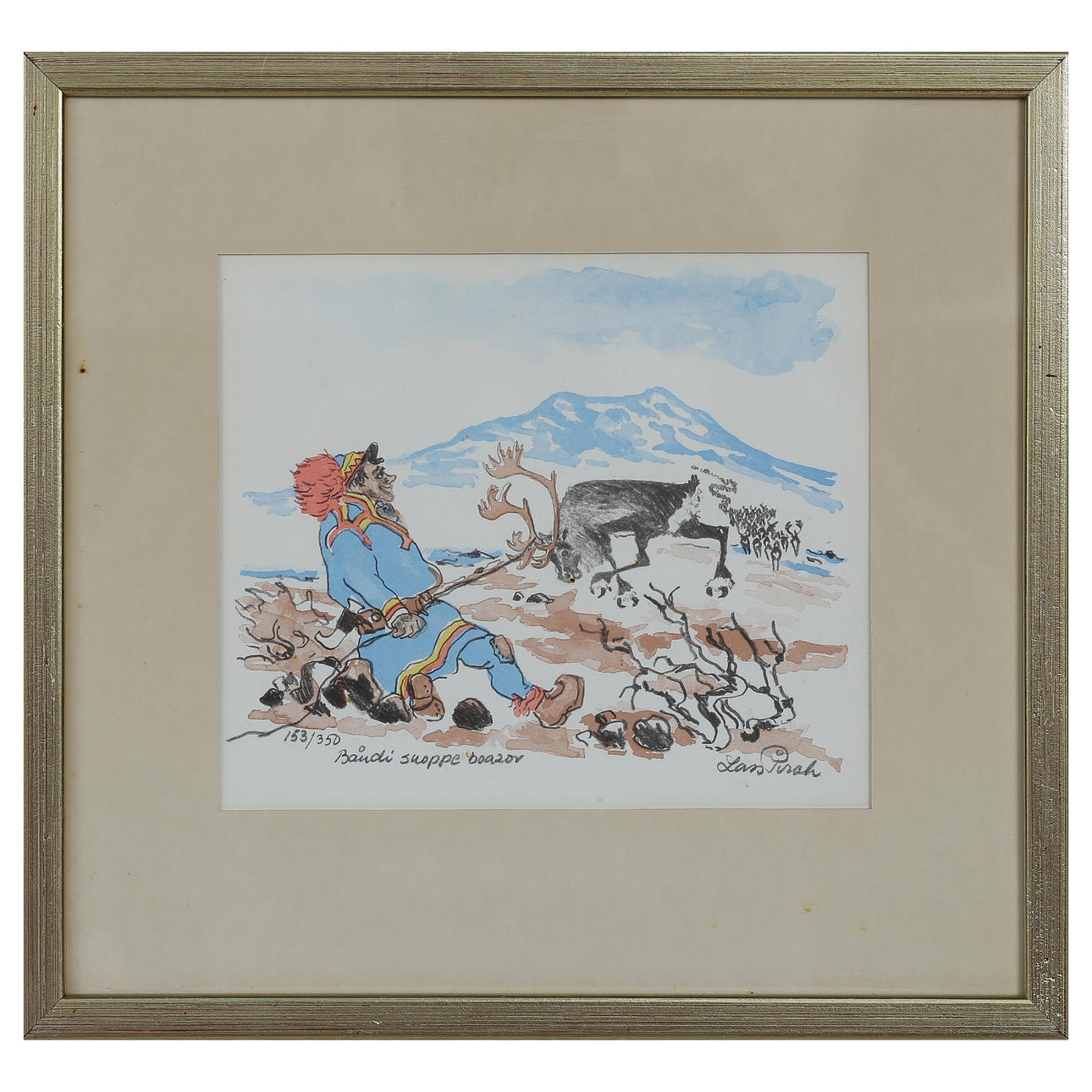 LARS PIRAK. LITHOGRAPH 153/350, SIGNED, GLAZED.