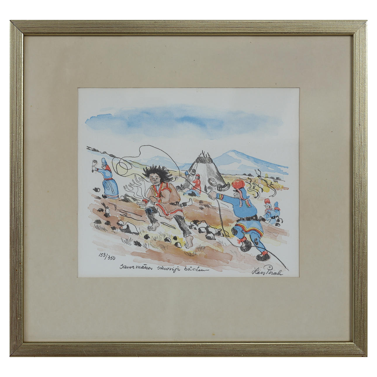 LARS PIRAK. LITHOGRAPH 153/350, SIGNED, GLAZED.