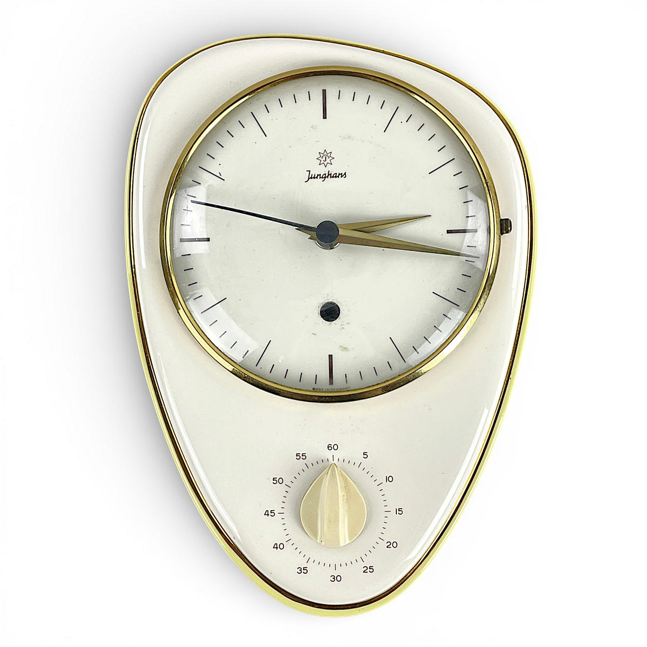 MAX BILL. Kitchen clock with timer, Junghans, ceramics, 1950s/60s.