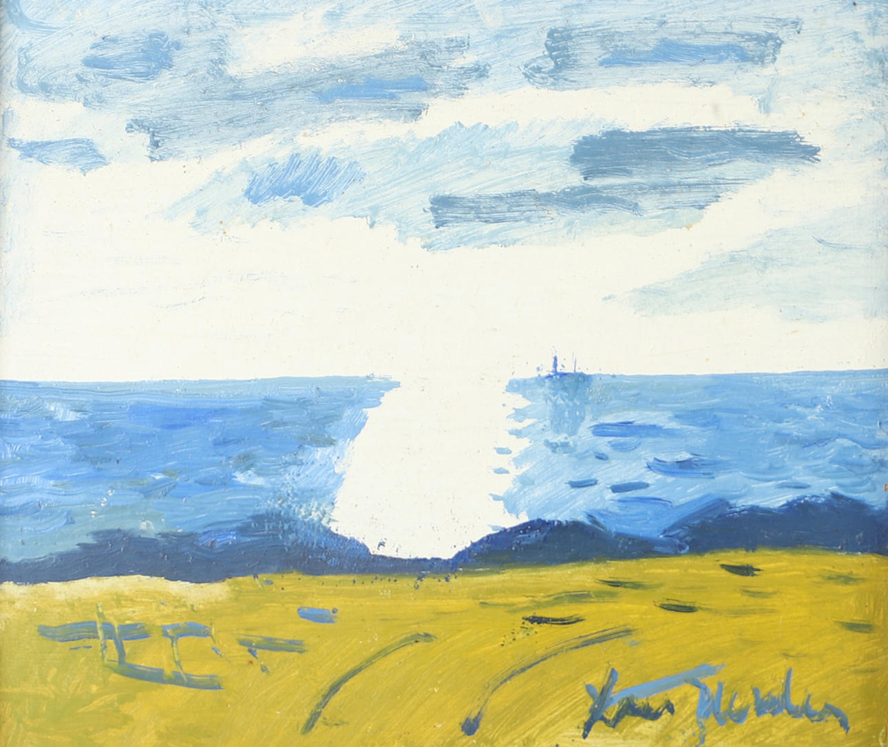 LARS HERDER. Coastal lot, oil on panel, signed.