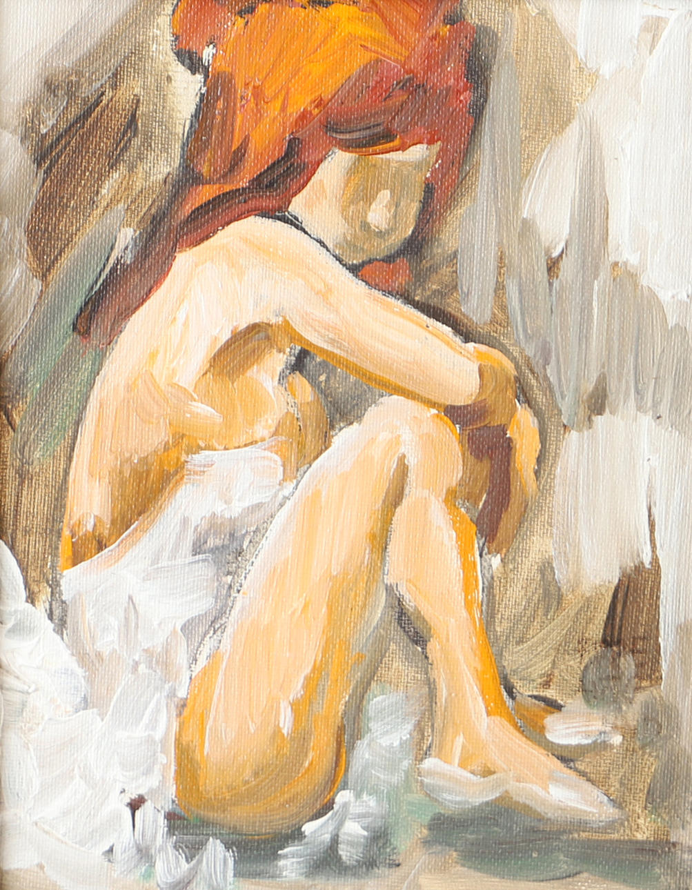 EBBE HÖGLUND. Seated ballerina, oil on panel, signed.