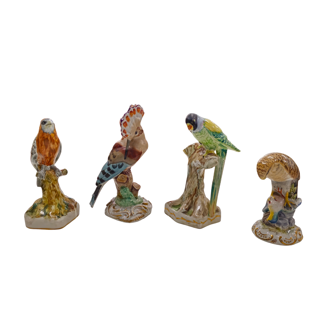 4 GERMAN PORCELAIN BIRDS.