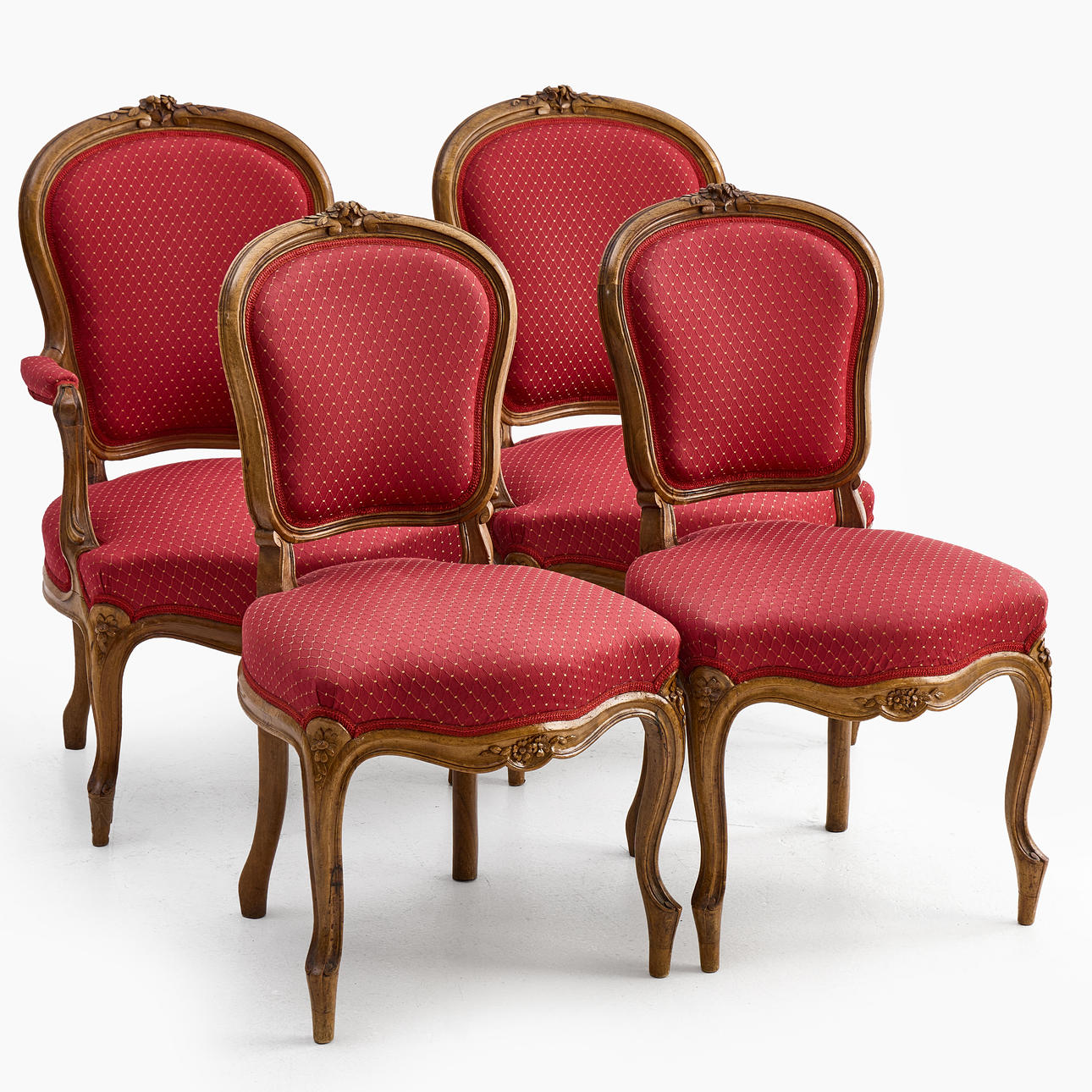 ARMCHAIRS, a pair, CHAIRS a pair, rococo style, red upholstery ...