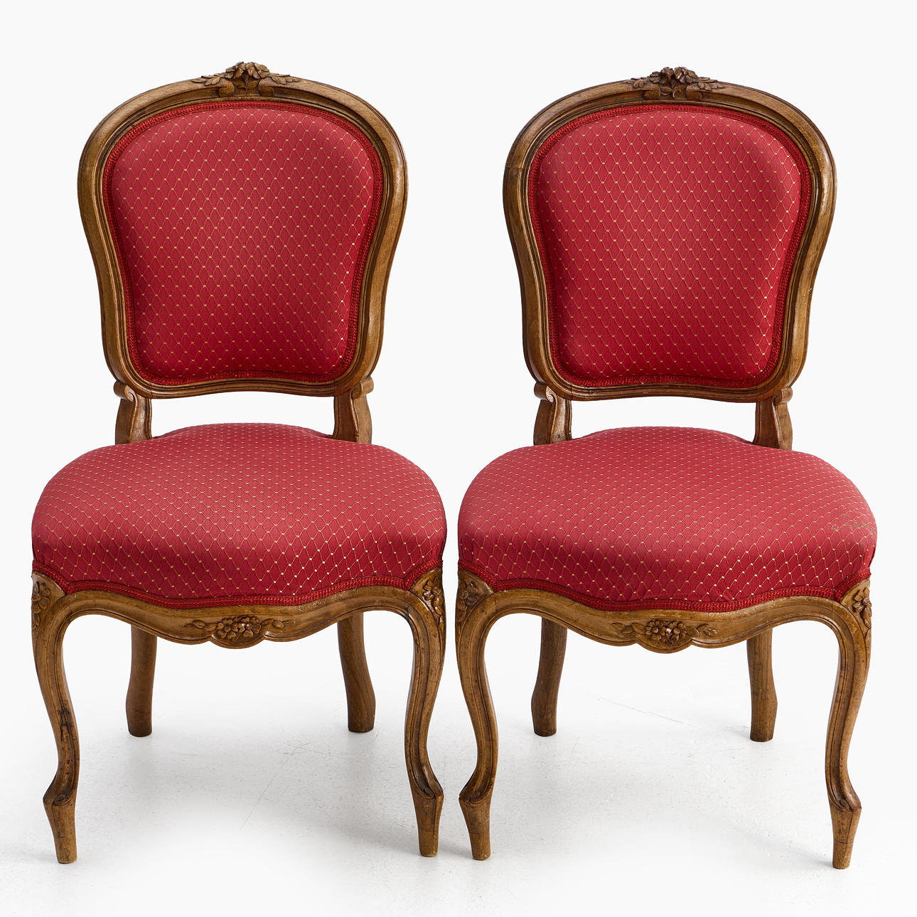 ARMCHAIRS, a pair, CHAIRS a pair, rococo style, red upholstery ...
